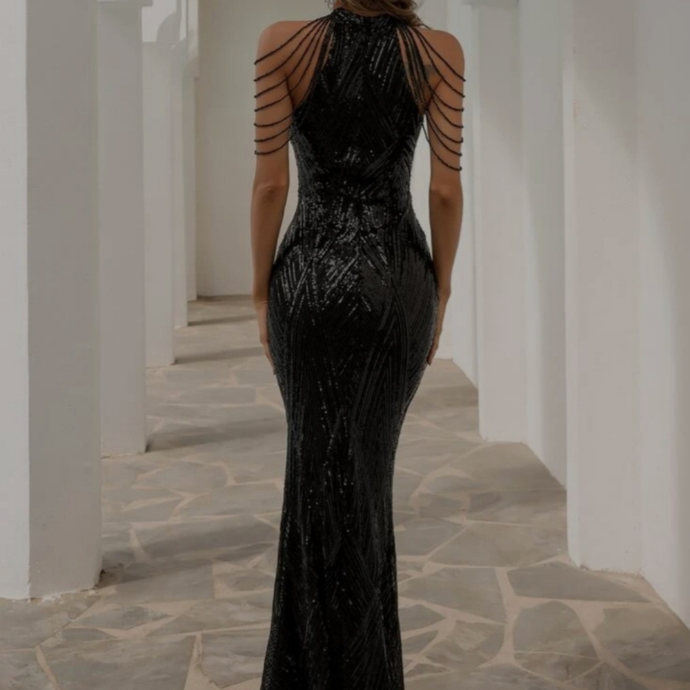 Black Sequin Mermaid Dress Gown
